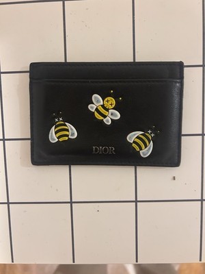 Dior X Kaws Card Holder Wallet - Yellow/Black Bees, Made In Italy, Flaws