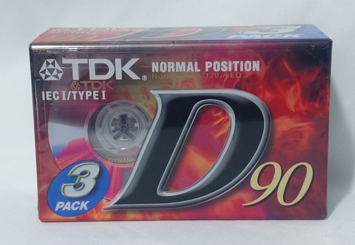 TDK D90 Normal Position IECI/Type I 3 Blank Sealed Cassette Audio Tapes