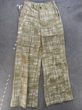 Reformation Linen Wide Leg Pants High Rise Trousers Green Pattern Size 0