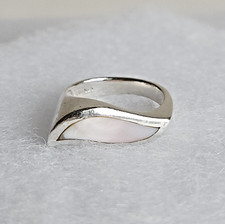 Sterling Silver Abalone Inlay Ring Size 6.25  925 Statement Band