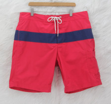 J Crew Men Original Swimwear 34 Red Blue Colorblock Swim Trunks Surf Beach 1480