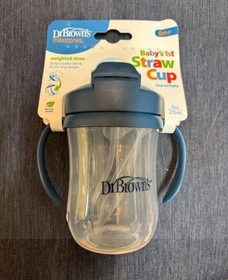 Dr. Brown's Milestones Baby's Training Cup with Weighted Straw NEW Dark Blue