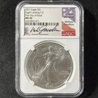 2021 $1 Silver Eagle Landing T-2 Gaudioso Signed Label First Day FDOI NGC MS 70