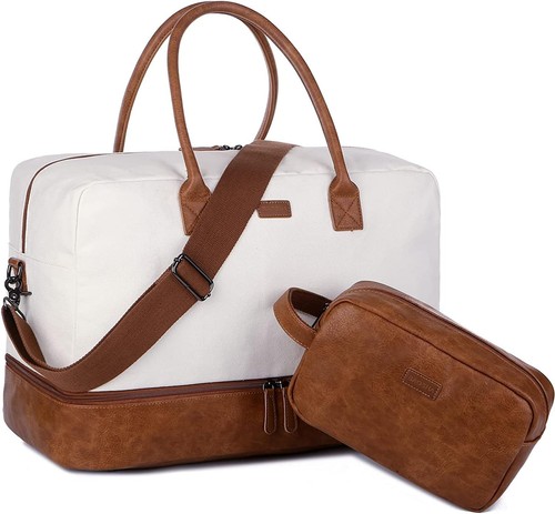 HB-10 Women's Canvas Travel Duffel Weekender Bag Hand Luggage with Shoe