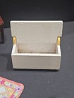 VINTAGE MINIATURE WOODEN DOLLHOUSE SLED, RUG, TABLE CLOCK,TEA POT,HOPE CHEST — photo 5