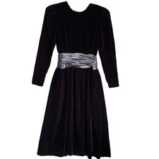 VINTAGE 90s Ann Taylor Velvet Bow Gown Cocktail Dress Womens Size 4