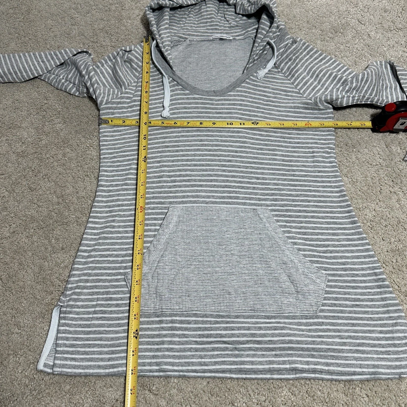 standard-james-perse pullover stripe pocket hoodie