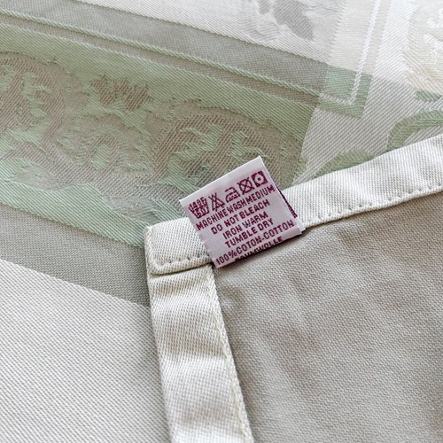 Garnier Thiebaut - Beauregard Jacquard French Tablecloth 73x92" Green Vert Taupe - Picture 21 of 21