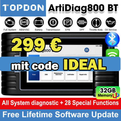 TOPDON ArtiDiag800BT Profesjonalne samochodowe urządzenie diagnostyczne Samochód OBD2 Skaner WSZYSTKIE SYSTEMY TPMS - Zdjęcie 1 z 11
