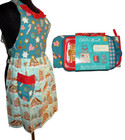 The Pioneer Woman Gingerbread Apron Oven Mitt Potholder Set Christmas
