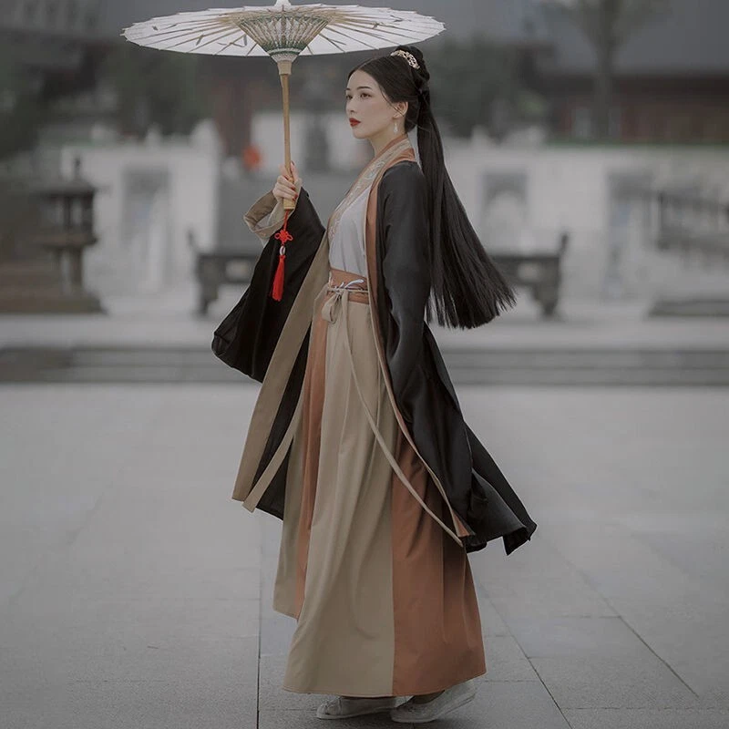 Classic Black Hanfu Women Modern Chinese Traditional Dance Weijin Dynasty - Image 4 of 4