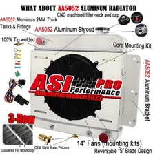 3 Row Radiator+Shroud+Fan+Relay Fit 1962-1967 Chevy Nova II 3.2L 4.6L V8 L6 AT