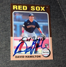 BOSTON RED SOX DAVID HAMILOTN SIGNED 2024 TOPPS HERITAGE ROOKIE CARD 406