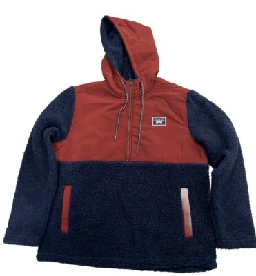 Hurley Obsidian Half Zip Sherpa Anorak Hoodie Shirt Jacket Mens