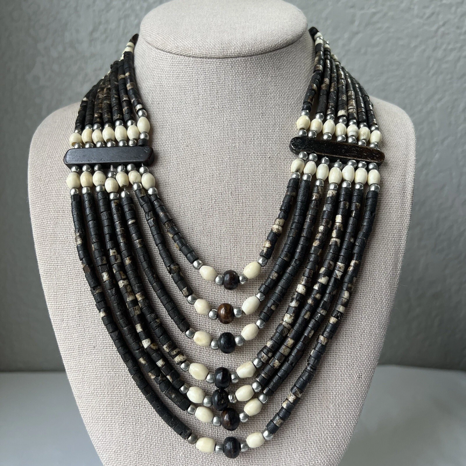 VETEMENTS Collana terrestre costume dichiarazione multistrato perline stile indie tribale boho