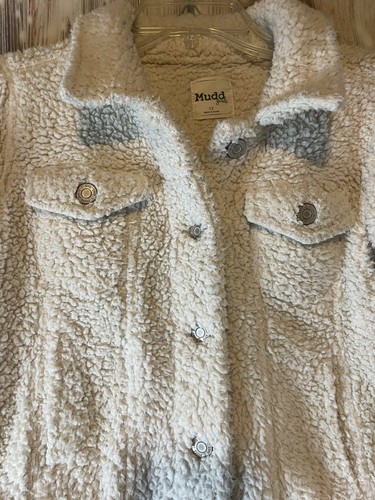 Mudd Youth Girls White Faux Fur Button Up Jacket Size 12 100% Polyester - Picture 4 of 7