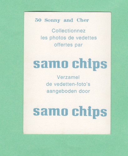 1965 Sonny and Cher Samo Chips Card Rare Blue Backs Mint RC Rookie Card - Picture 2 of 2