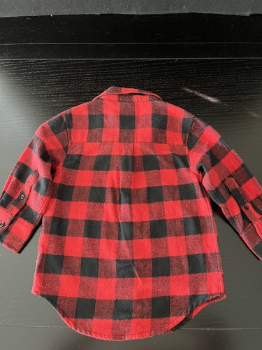 Bass Pro Shop Child Youth Flannel Long Sleeve Collar Shirt Red & Black Plaid XS - Picture 4 of 7