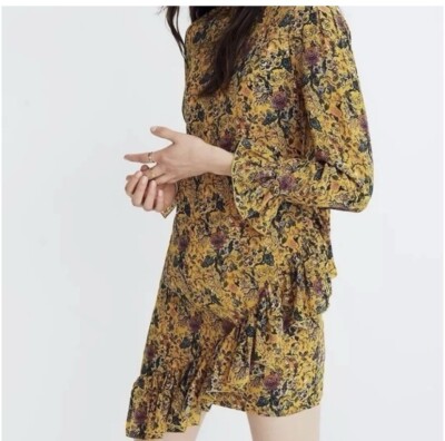 NWT Madewell x Karen Walker Women Yellow Casual Dress 4