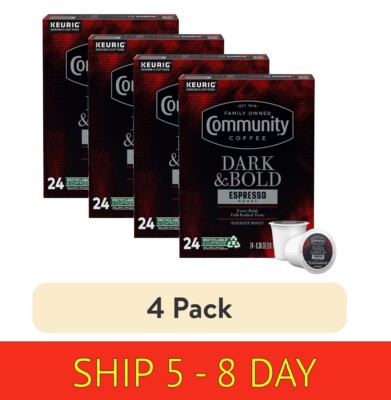 (4 pack) Community Coffee Dark & Bold Espresso Roast Extra Dar...24 ct Box (w16)