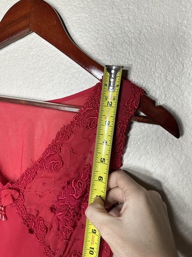 Camisón vintage para mujer vestido sin mangas privado lujos rojo bordado rosa floral - Imagen 5 de 13