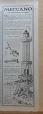 1919 magazine ad for Meccano sets - Eiffel Tower, working Steam Shovel & auto