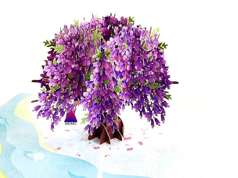 Tarjeta de Felicitación 3D Pop Up Jacaranda Flor Floral Cumpleaños Gracias San Valentín Mamá Foto 3 de 4