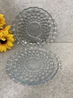 VINTAGE ANCHOR HOCKING BLUE BUBBLE GLASS SAUCER SET OF 2