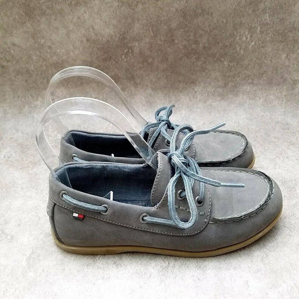Tommy Hilfiger Niños Grandes Douglas Hampton Talla 1 M Gris Sin Cordones Barco Zapatos Mocasín Foto 4 de 4