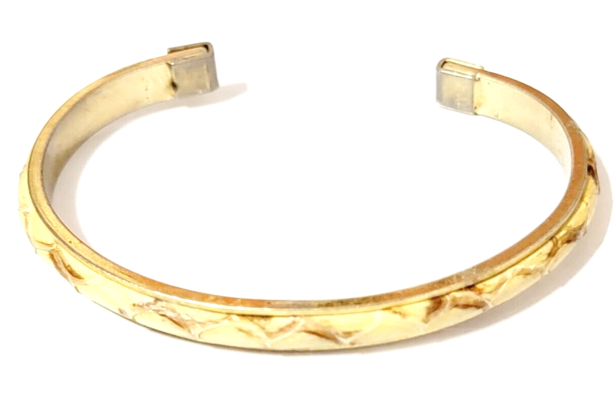 Vintage SCA-TEL Firenze Gold Tone Signed Snake Skin Cuff  display picture 1