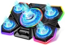 Laptop Cooling Pad, Gaming Laptop Cooler with 5 Quiet Fans and Colorful RGB Ligh