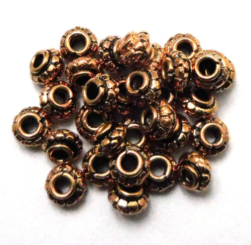 55 Pcs 7X4mm Large Hole Bead Antique Copper