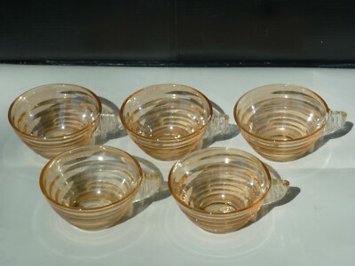 Service 5 Kaffeetassen Werbung Kekse Gondolo Art Deco Stil Arcoroc