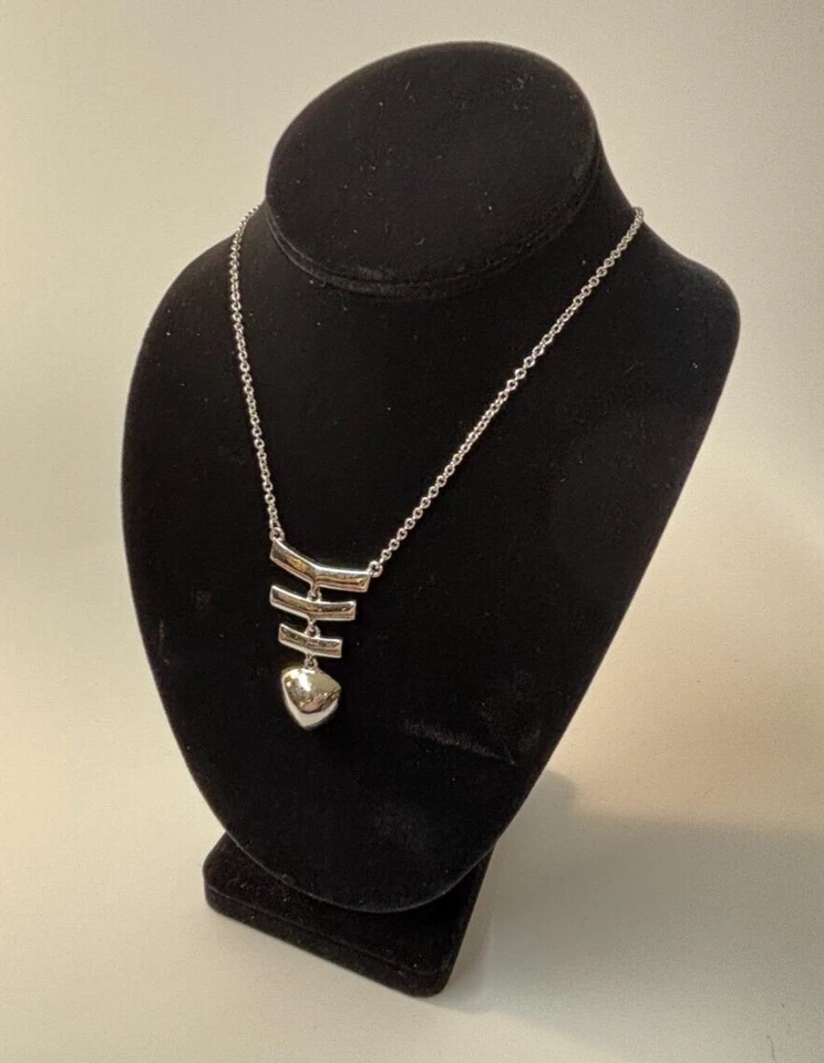 Colgante Cadena Tono Plata Precioso Estado Hueso de Pez Foto 4 de 4