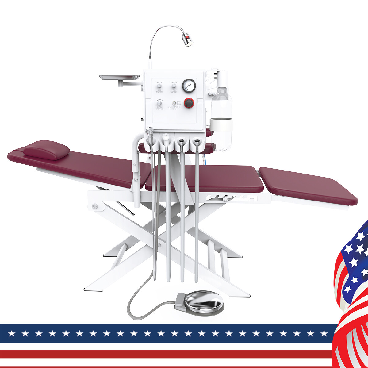 Portable Dental Delivery Unit System Rolling Case Air Compressor Suction/Chair