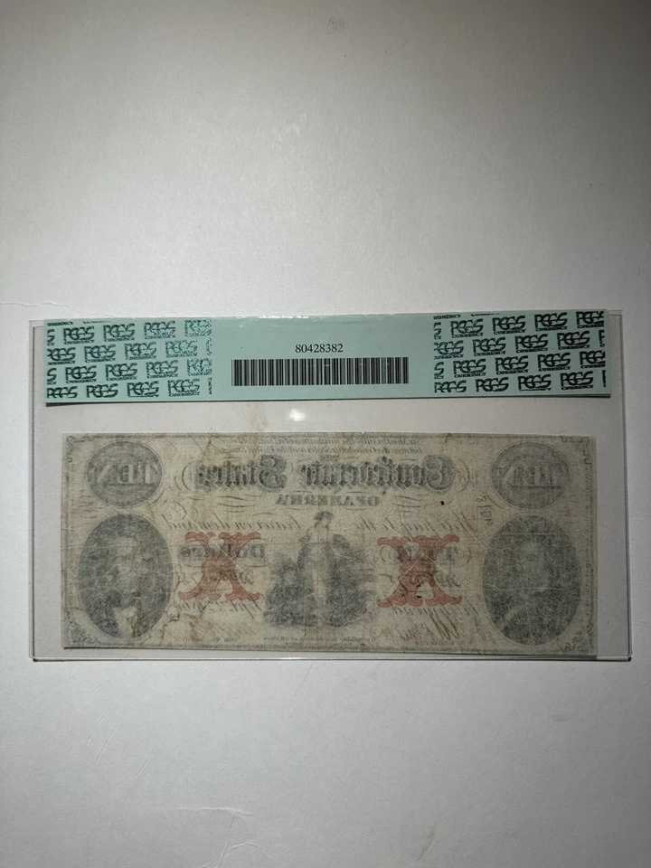 Confederate States Of America T-26 1861 $10 Very Fine 30 Apparent - Image 2 of 2