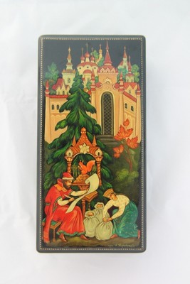 4x6/" Lacquer Trinket Box with Pushkin Russian Fairy Tale of Tsar Saltan Artwork