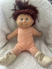 Vintage 1980's CABBAGE PATCH KIDS GIRL DOLL BLUE EYES Red Hair Shoes No Clothes