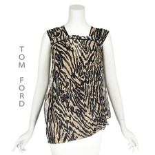 TOM FORD Brown & Black Tiger Print Silk Georg...