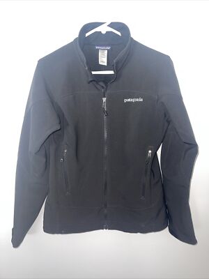 PATAGONIA Womens Jacket Black Soft Shell POLARTEC Windbloc Full Zip Sz  Small EUC