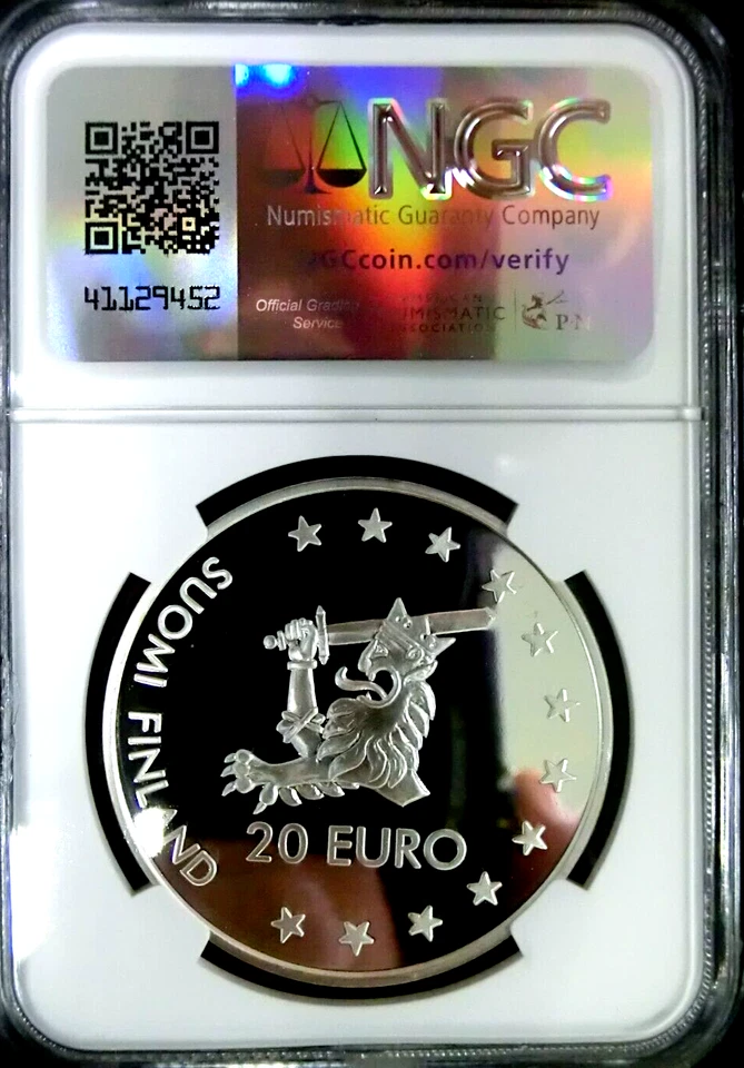 NGC PF69 Ultra Cameo-Finland 1996 Olavinilinna Castle Fortress  Silver 20 EURO - Image 2 of 2