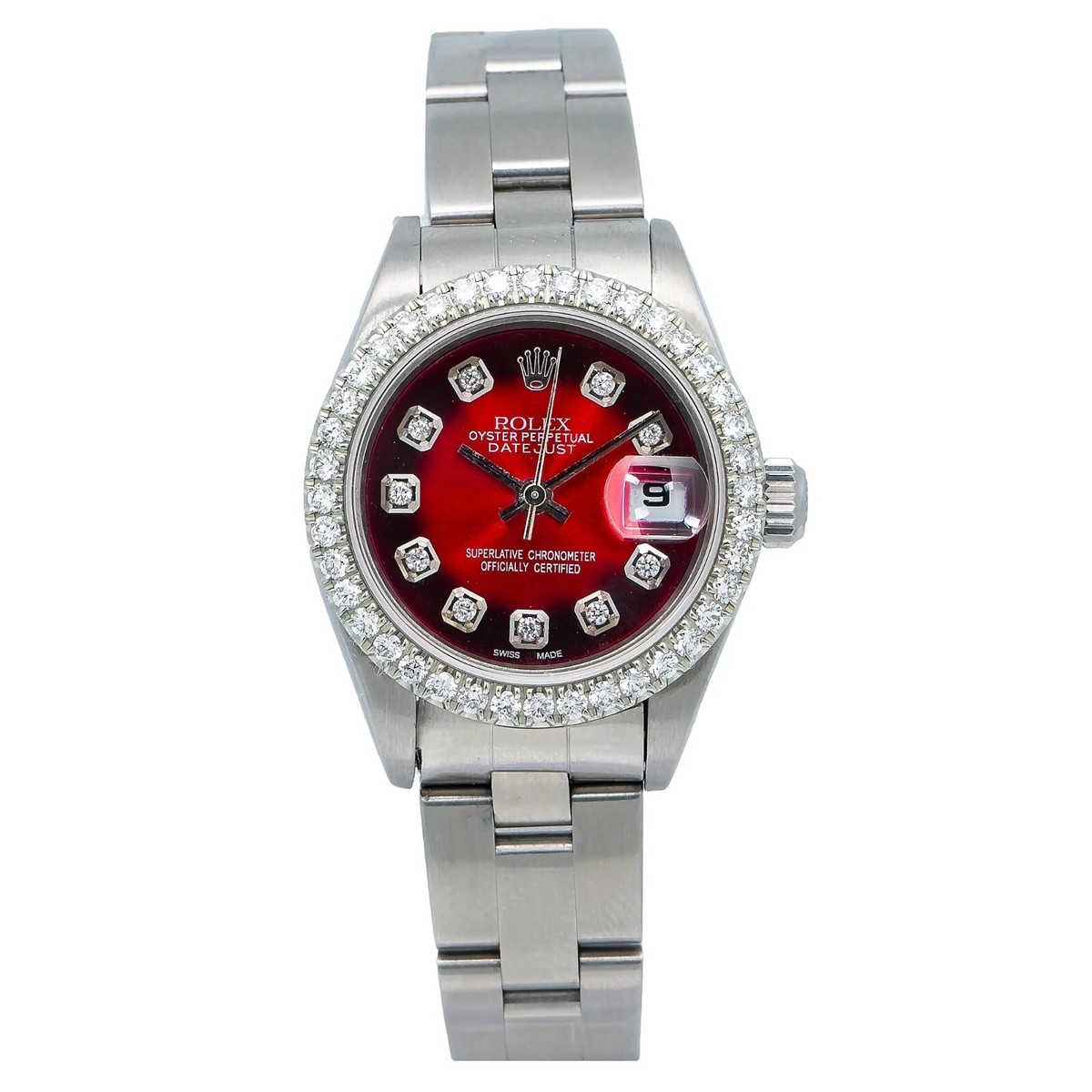 Rolex Datejust 26mm Red Dial Steel Oyster Bracelet - 69163 | eBay