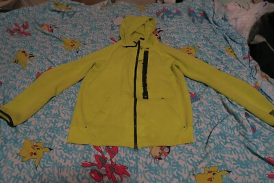 Nike Tech Super Full Zip Hoodie Fleece Neon Green Size Medium 585196-376 (Read)