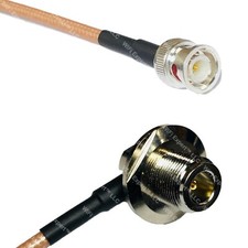 RG400 BNC MALE to N Female Bulkhead Angle RF Cable FAST-SHIP LOT
