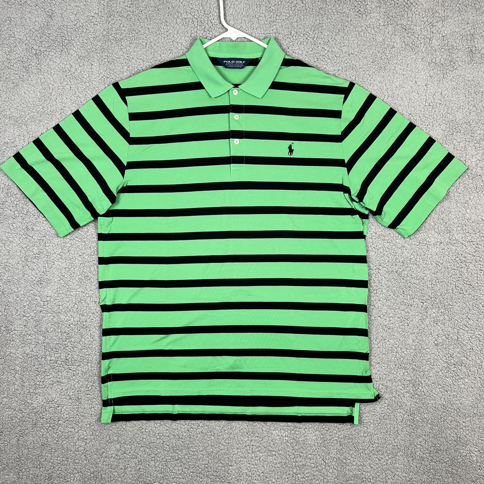 Polo Golf Ralph Lauren Mens Shirt XL Green Black Bold Striped Pima
