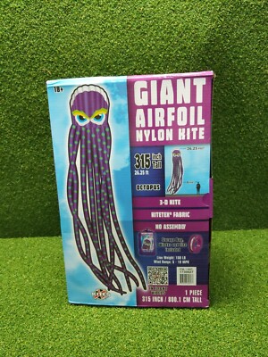 Giant 3D Octopus Kite   Easy-Fly Airfoil w/ Carry Bag   Beach & Park