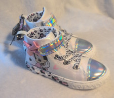 Disney Minnie Mouse Toddler White High-Top Sneakers, White with Reflective sz 10