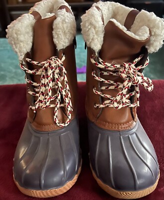 American Eagle Womens Size 5 Fleece Brown/Blue Warm Winter Boots
