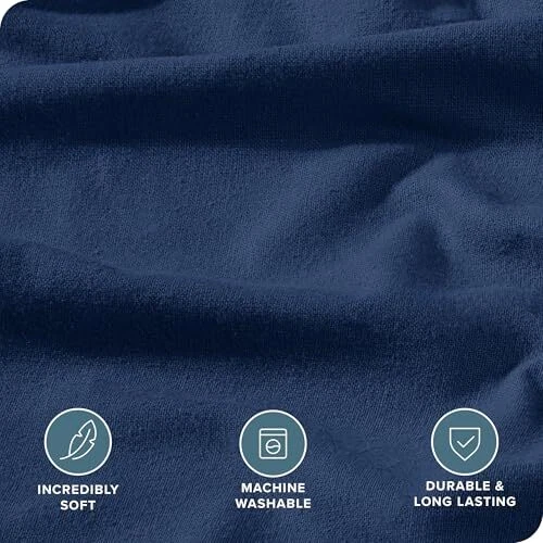 Juego de funda nórdica de franela - - 100 % algodón, aterciopelada completa/queen 07 - azul oscuro Foto 3 de 4