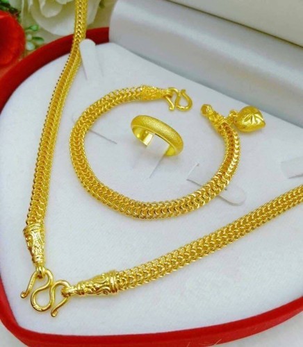 24K YELLOW THAI GOLD NECKLACE BRACELET 